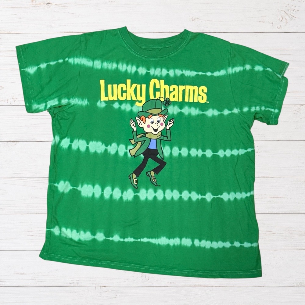 Lucky Charms Green Tie Dye Graphic Tee Cotton T Shirt Women's Small
